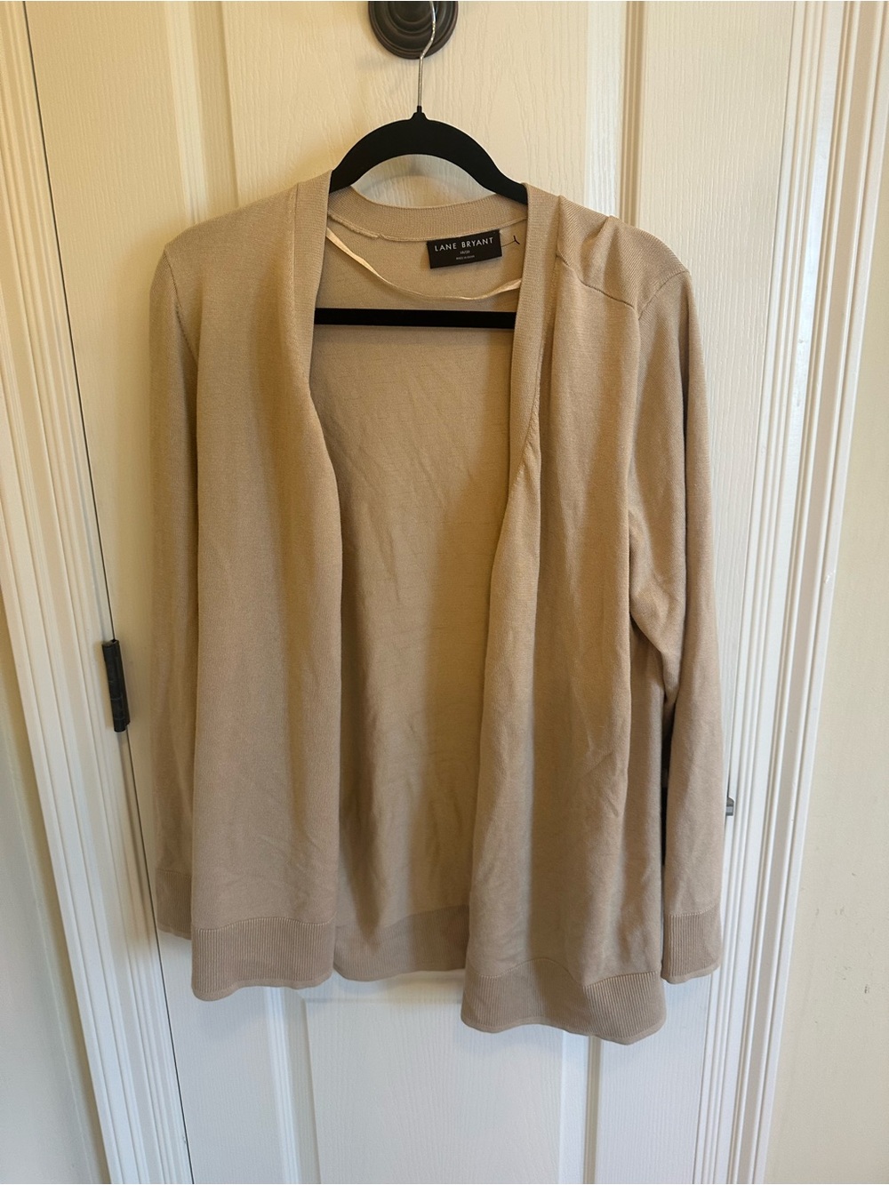 Lane Bryant Lightweight Open-Front Cardigan in Tan